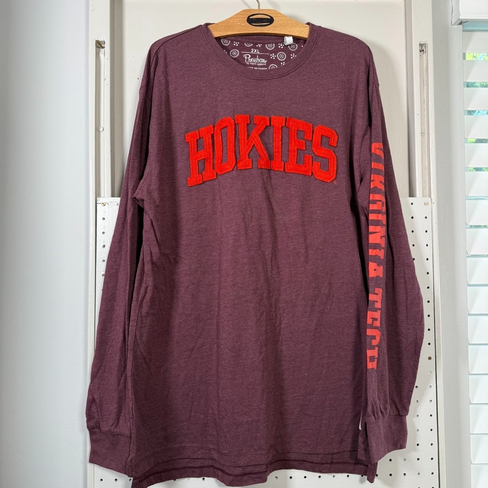 Pressbox Virginia Tech Hokies Maroon Long Sleeve T-Shirt 2XL Football Basketball